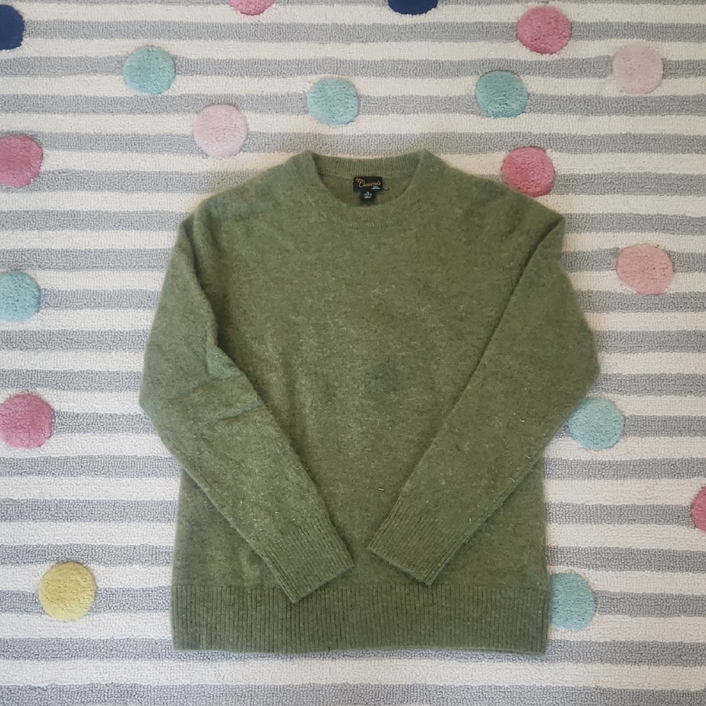 100% Cashmere Crewcuts Olive Crewneck Sweater
